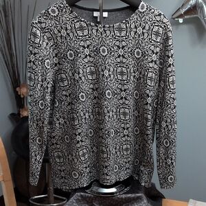 J. Jill Black and White Floral Blouse